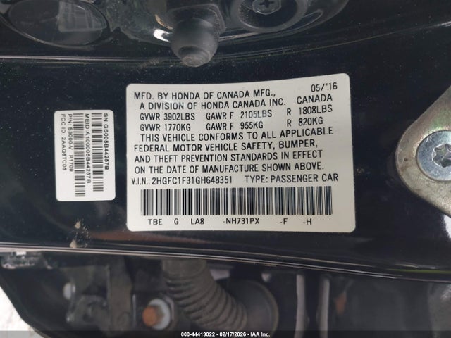 Honda Civic Ex-t 2016 2HGFC1F31GH648351 Image 9