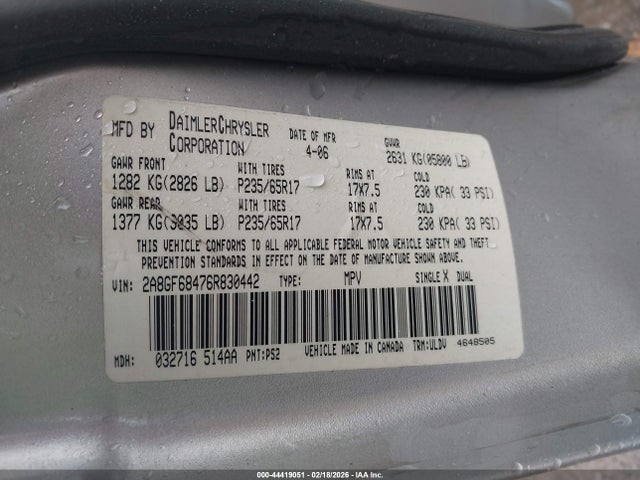 Aukcja sprzedaży 2006 Chrysler Pacifica Touring, vin: 2A8GF68476R830442, numer aukcji: 44419051