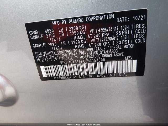 2022 SUBARU OUTBACK 4S4BTAFC3N3157000 Photo 8