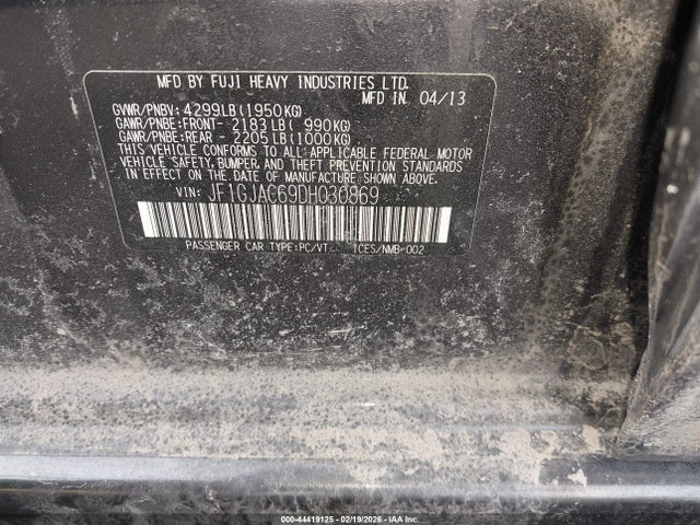 Продажа на аукционе авто 2013 Subaru Impreza 2.0i Premium, vin: JF1GJAC69DH030869, номер лота: 44419125