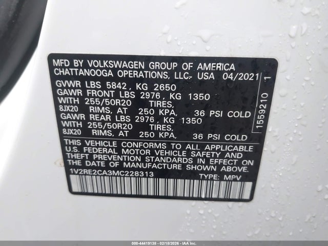 Aukcja sprzedaży 2021 Volkswagen Atlas Cross Sport 3.6l V6 Se W/technology R-line, vin: 1V2RE2CA3MC228313, numer aukcji: 44419138