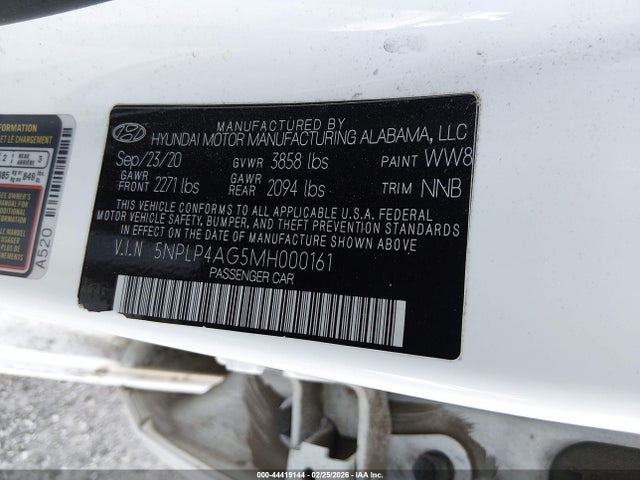 Aukcja sprzedaży 2021 Hyundai Elantra Limited, vin: 5NPLP4AG5MH000161, numer aukcji: 44419144