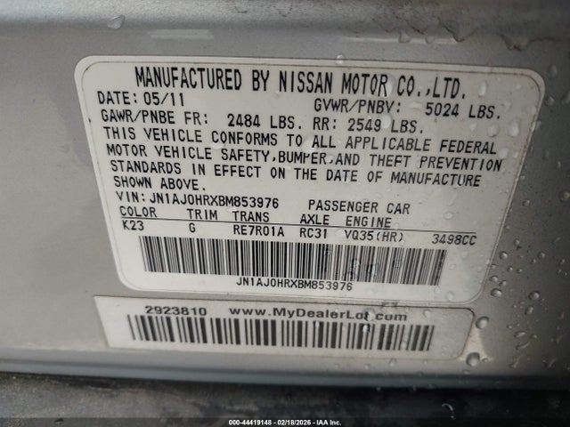 Продажа на аукционе авто 2011 Infiniti Ex35 Journey, vin: JN1AJ0HRXBM853976, номер лота: 44419148