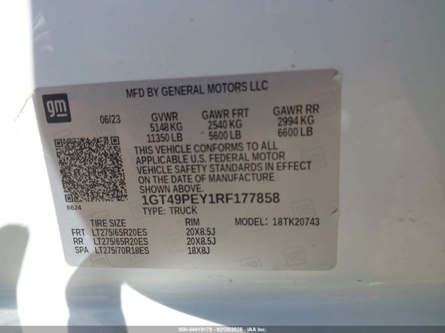 44419178 :رقم المزاد ، 1GT49PEY1RF177858 vin ، 2024 Gmc Sierra 2500hd 4wd  Standard Bed At4 مزاد بيع