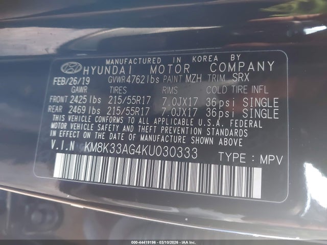 KM8K33AG4KU030333 Hyundai Kona Ev Limited
