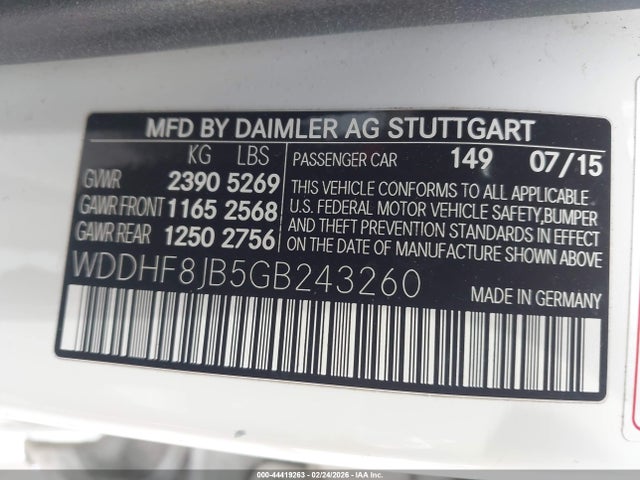 2016 Mercedes-benz E 350 4matic მანქანა იყიდება აუქციონზე, vin: WDDHF8JB5GB243260, აუქციონის ნომერი: 44419263