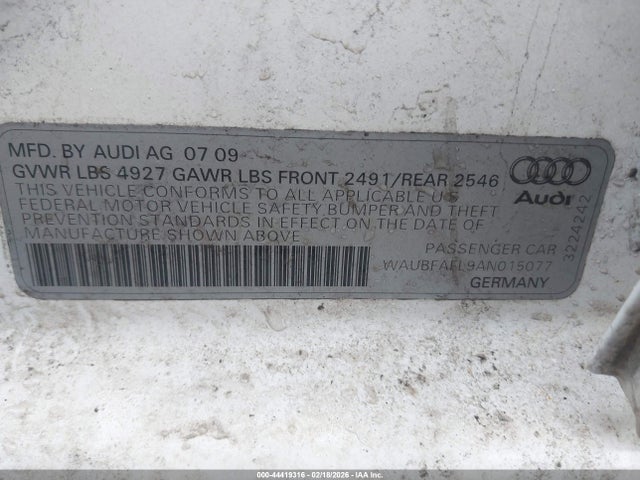 2010 Audi A4 2.0t Premium მანქანა იყიდება აუქციონზე, vin: WAUBFAFL9AN015077, აუქციონის ნომერი: 44419316