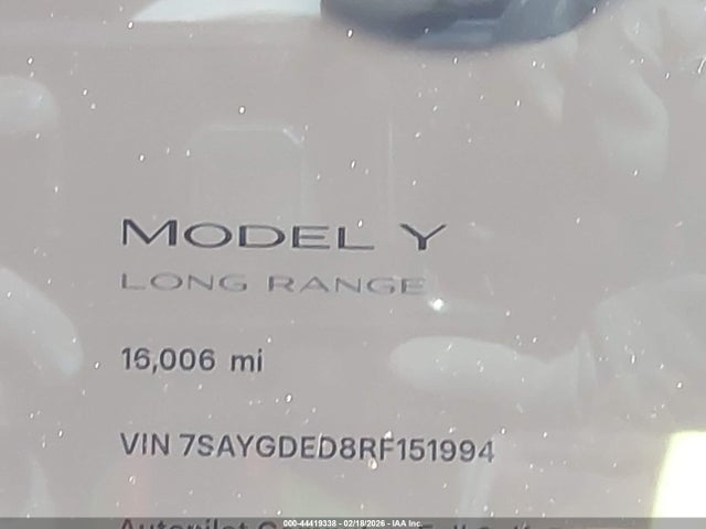 Продажа на аукционе авто 2024 Tesla Model Y, vin: 7SAYGDED8RF151994, номер лота: 44419338