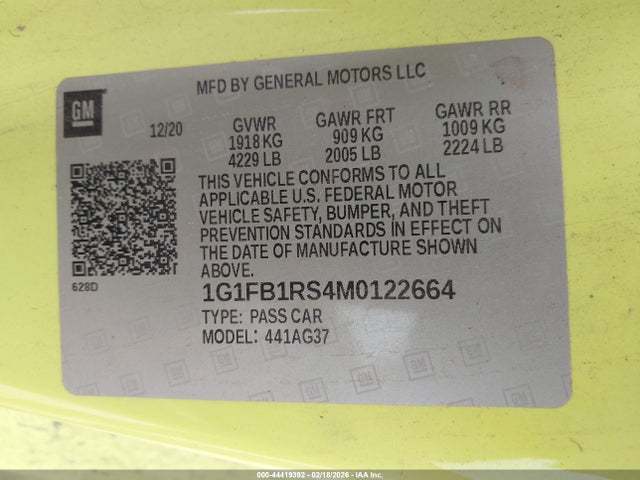 2021 CHEVROLET CAMARO 1G1FB1RS4M0122664 Photo 8