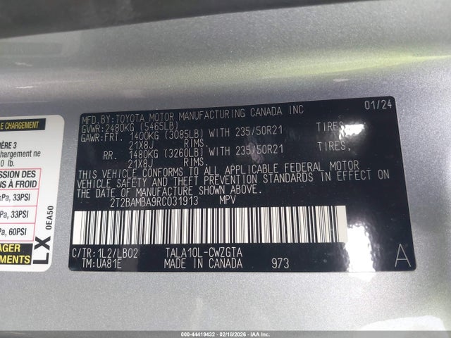 Продаж на аукціоні авто 2024 Lexus Rx 350 Premium Plus, vin: 2T2BAMBA9RC031913, номер лоту: 44419432