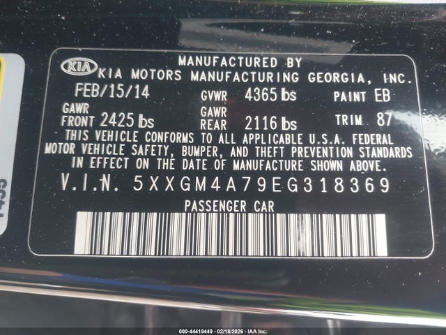 5XXGM4A79EG318369 KIA Optima Lx