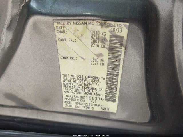 Nissan ALTIMA 2.5 2014 1N4AL3AP1EC166516 Image 9