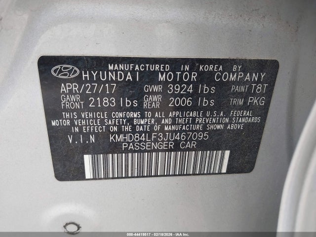 KMHD84LF3JU467095 Hyundai ELANTRA SEL