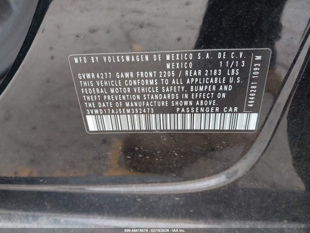 Продаж на аукціоні авто 2014 Volkswagen Jetta 1.8t Se, vin: 3VWD17AJ5EM392473, номер лоту: 44419574