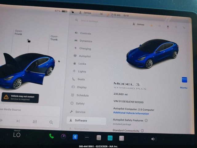 2019 Tesla Model 3 Long Range/mid Range/standard Range/standard Range Plus მანქანა იყიდება აუქციონზე, vin: 5YJ3E1EA7KF301200, აუქციონის ნომერი: 44419581