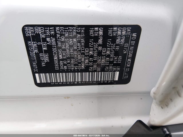 2024 Nissan Rogue Platinum Fwd მანქანა იყიდება აუქციონზე, vin: JN8BT3DC2RW380933, აუქციონის ნომერი: 44419614