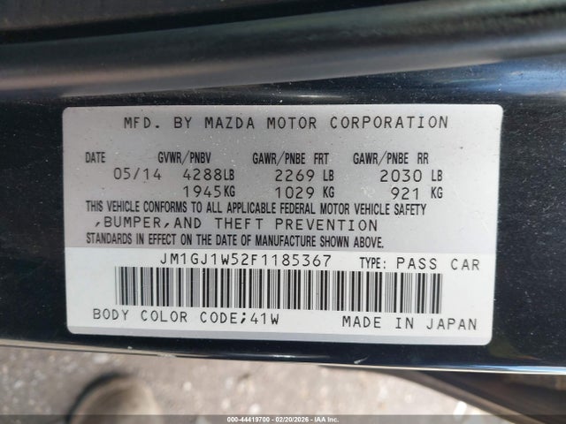 Продажа на аукционе авто 2015 Mazda Mazda6 I Grand Touring, vin: JM1GJ1W52F1185367, номер лота: 44419700