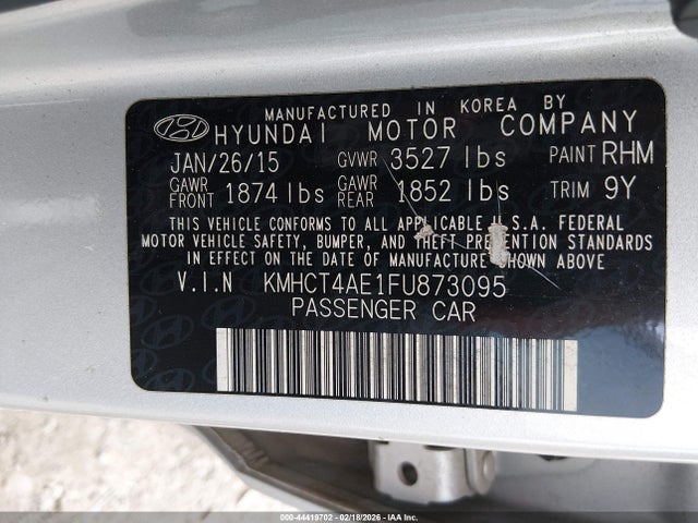 Hyundai ACCENT GLS 2015 KMHCT4AE1FU873095 Image 9