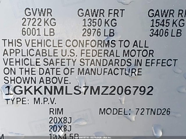 Продажа на аукционе авто 2021 Gmc Acadia Fwd Slt, vin: 1GKKNMLS7MZ206792, номер лота: 44419716