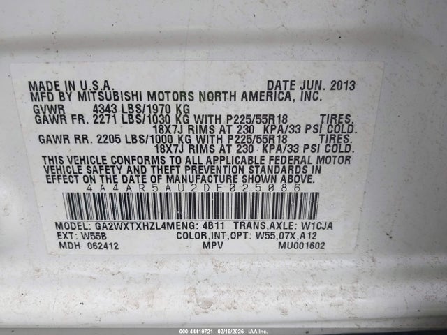 2013 MITSUBISHI OUTLANDER SPORT 4A4AR5AU2DE025086 Photo 8