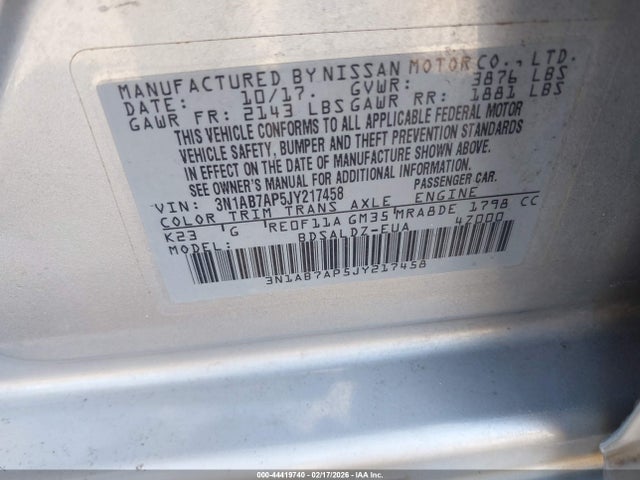 Aukcja sprzedaży 2018 Nissan Sentra Sv, vin: 3N1AB7AP5JY217458, numer aukcji: 44419740