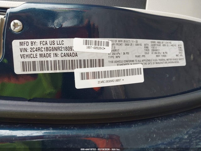 2C4RC1BG6NR218097 Chrysler Pacifica Touring L