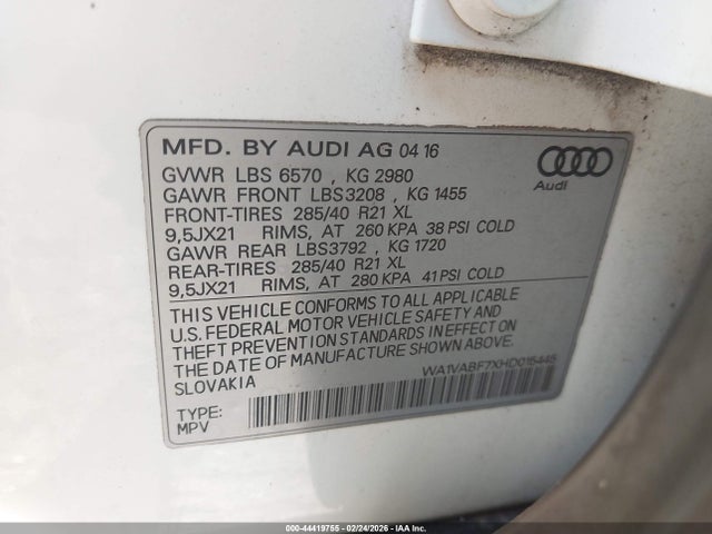 Aukcja sprzedaży 2017 Audi Q7 3.0t Premium, vin: WA1VABF7XHD015445, numer aukcji: 44419755