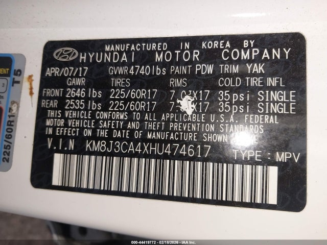 Hyundai TUCSON SE 2017 KM8J3CA4XHU474617 Image 9