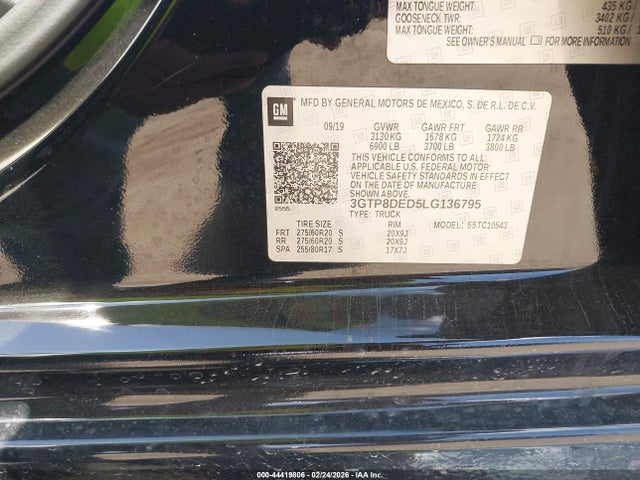 3GTP8DED5LG136795 GMC Sierra 1500 Slt