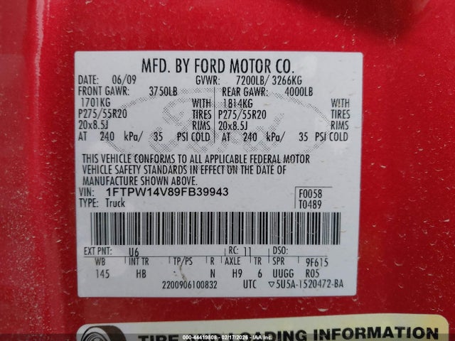 2009 FORD F-150 1FTPW14V89FB39943 Photo 8