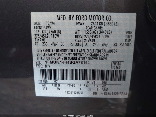 1FMUK7KH4SGA78164 Ford Explorer St-line