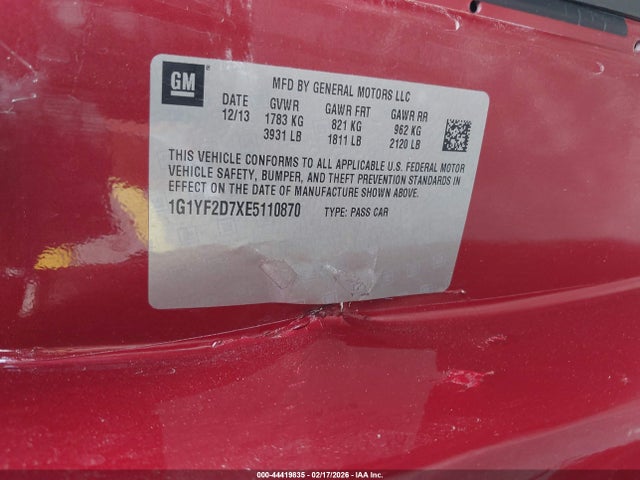 2014 CHEVROLET CORVETTE STINGRAY 1G1YF2D7XE5110870 Photo 8