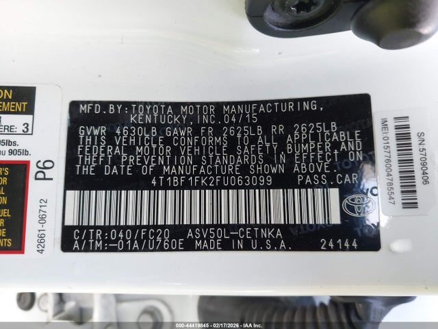 Toyota CAMRY LE 2015 4T1BF1FK2FU063099 Image 9