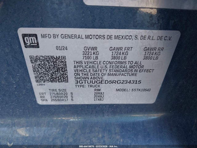 3GTUUGED5RG234315 GMC Sierra 1500 4wd Short Box Denali