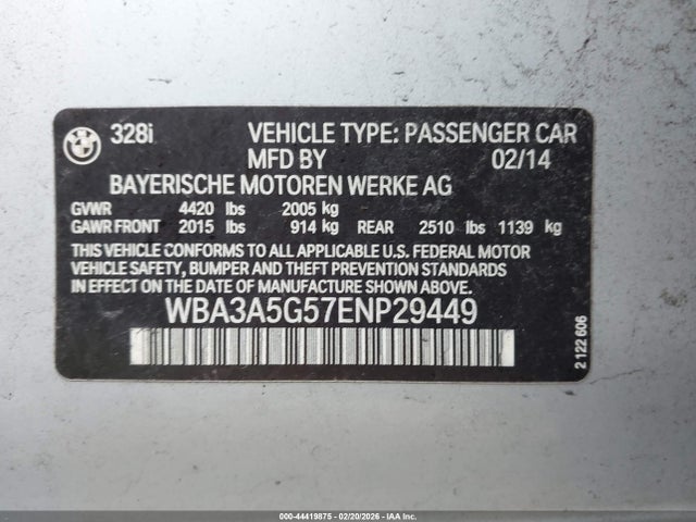 Продаж на аукціоні авто 2014 Bmw 328i, vin: WBA3A5G57ENP29449, номер лоту: 44419875
