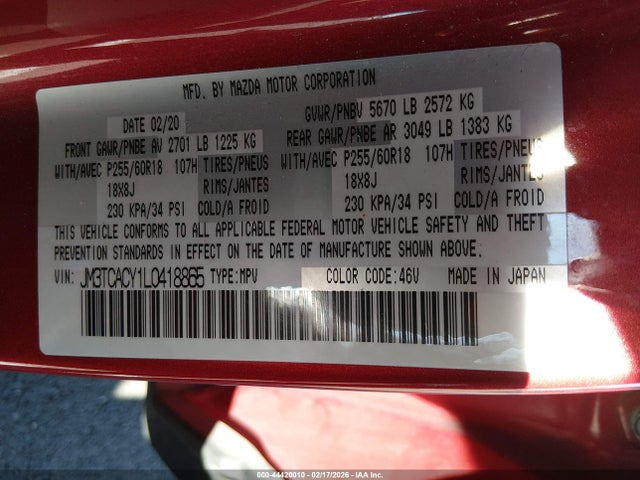 JM3TCACY1L0418865 Mazda Cx-9 Touring