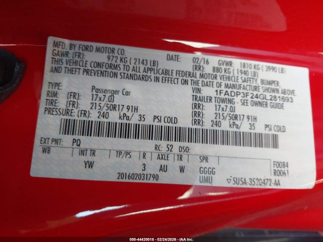 Ford FOCUS SE 2016 1FADP3F24GL281693 Image 9