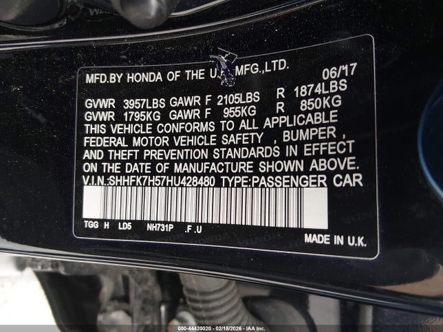 SHHFK7H57HU428480 Honda CIVIC EX