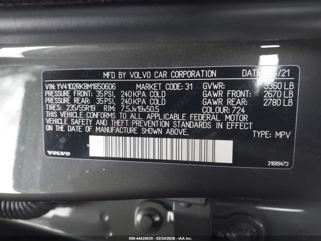 2021 VOLVO XC60 YV4102RK8M1850606 Photo 8