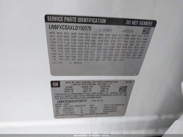 Продаж на аукціоні авто 2020 Buick Envision Fwd Essence, vin: LRBFXCSAXLD150979, номер лоту: 44420050