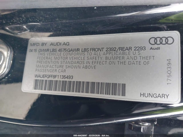 Aukcja sprzedaży 2015 Audi A3 2.0t Premium, vin: WAUEFGFF8F1135493, numer aukcji: 44420097
