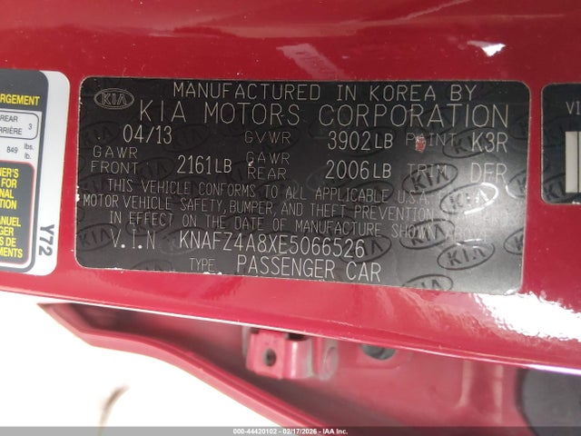 KNAFZ4A8XE5066526 KIA FORTE EX