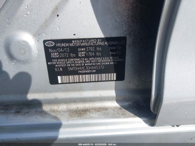 Aukcja sprzedaży 2013 Hyundai Elantra Gls, vin: 5NPDH4AE3DH445370, numer aukcji: 44420115