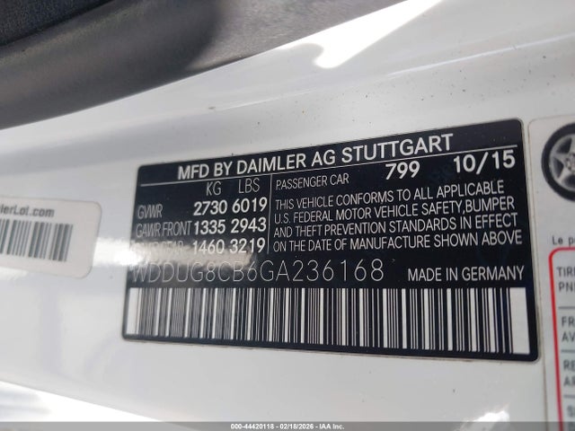 44420118 :رقم المزاد ، WDDUG8CB6GA236168 vin ، 2016 Mercedes-benz S 550 مزاد بيع