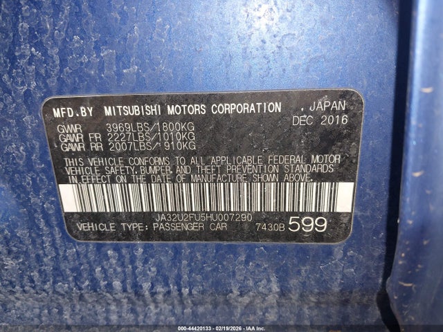 Mitsubishi LANCER ES 2017 JA32U2FU5HU007290 Image 9