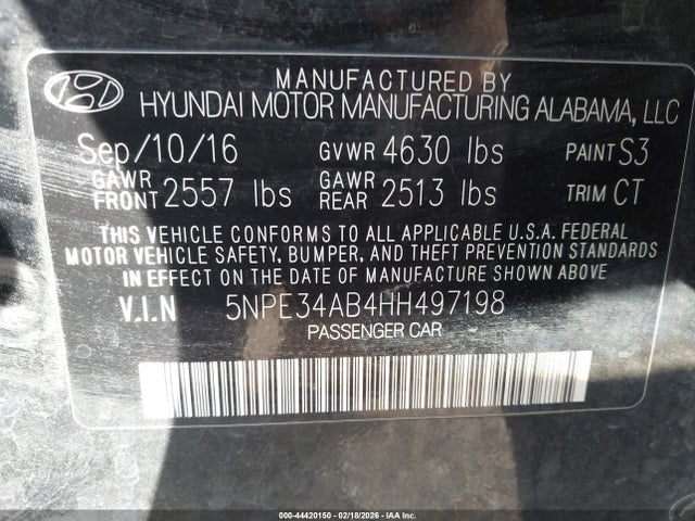 5NPE34AB4HH497198 Hyundai Sonata Limited 2.0t