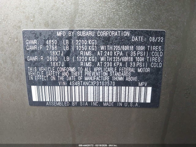 2023 SUBARU OUTBACK 4S4BTANCXP3103570 Photo 8