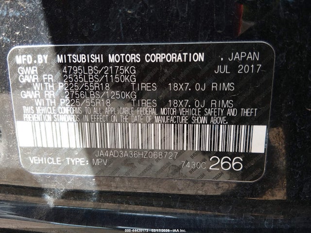 2017 MITSUBISHI OUTLANDER JA4AD3A36HZ068727 Photo 8