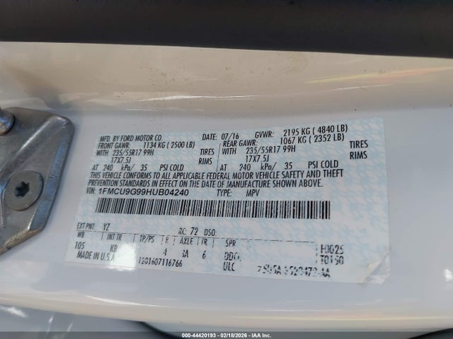 2017 FORD ESCAPE 1FMCU9G99HUB04240 Photo 8