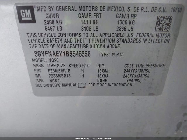 2011 CADILLAC SRX 3GYFNAEY1BS546358 Photo 8